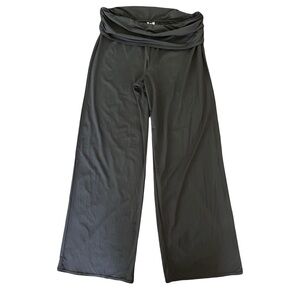 DKNY Fold Over Stretch Pants Black Wide-Leg szL